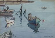 Boats in Harbor by Julius M. Delbos